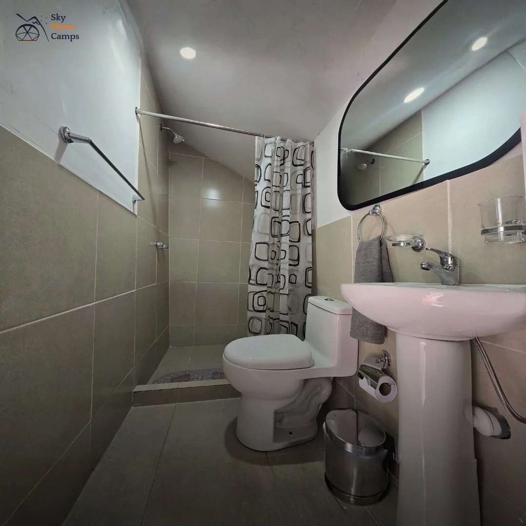 Hot shower at Sky Dome Camps